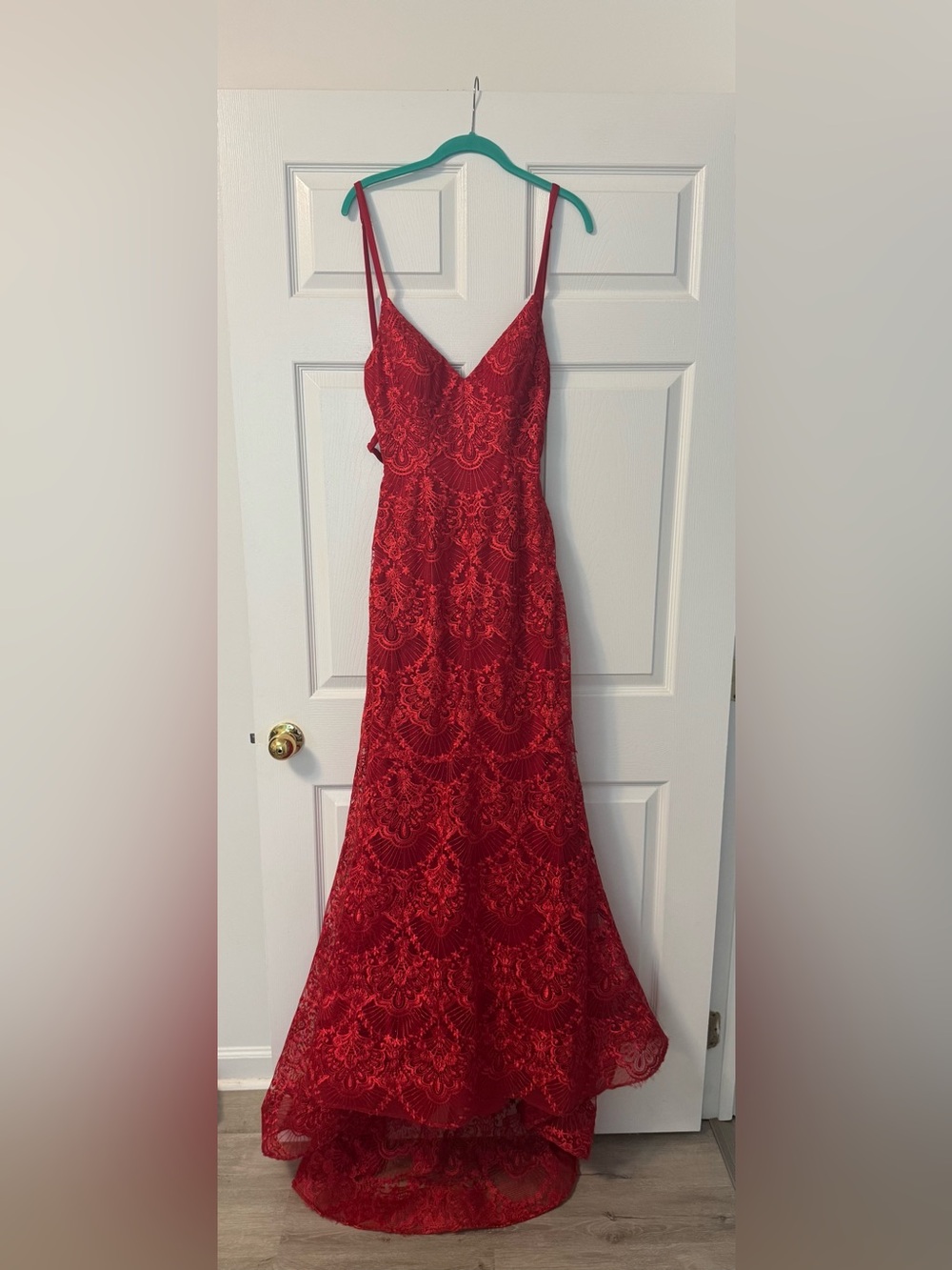 Betsy Adam Red Lace Sparkle Dress size 4
